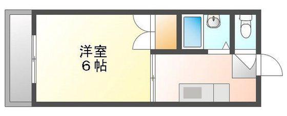 番町マンション(1K/2階)の間取り写真