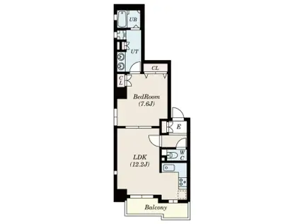 オーキッドレジデンス神戸三宮(1LDK/12階)の間取り写真