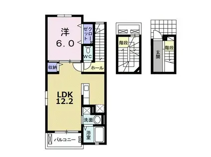 ラシアIII(1LDK/3階)の間取り写真