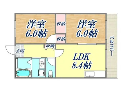 松ヶ丘ハイツ(2LDK/3階)の間取り写真