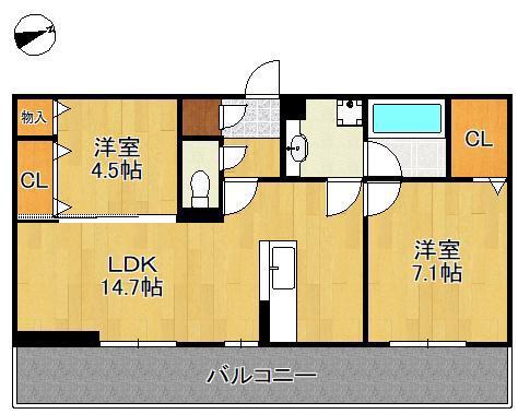 D-ROOM中原東(2LDK/3階)の間取り写真