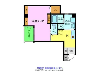 エヌエムトラントアン(1K/3階)の間取り写真