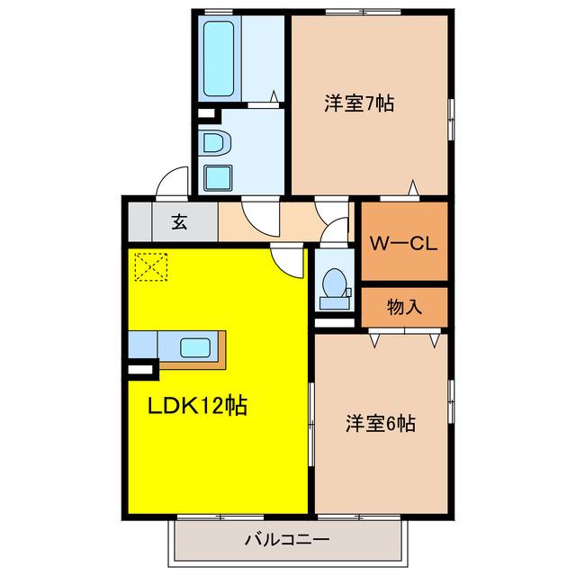セジュール直江(2LDK/2階)の間取り写真