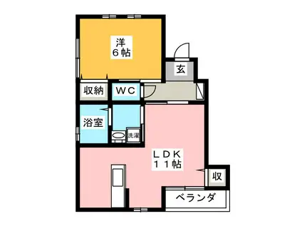 ソレイユ弐番館(1LDK/1階)の間取り写真