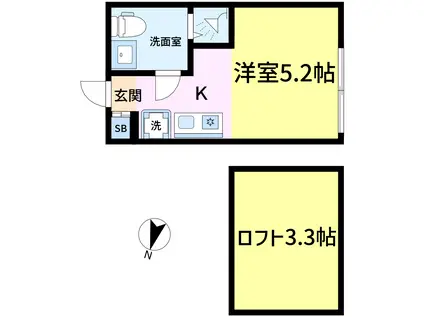 COMFORT 天照(ワンルーム/2階)の間取り写真