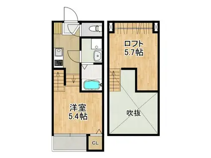 MODERN PALAZZO 宇都 AI SECOND(1SK/1階)の間取り写真