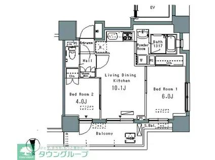 パークアクシス仲御徒町(2LDK/6階)の間取り写真
