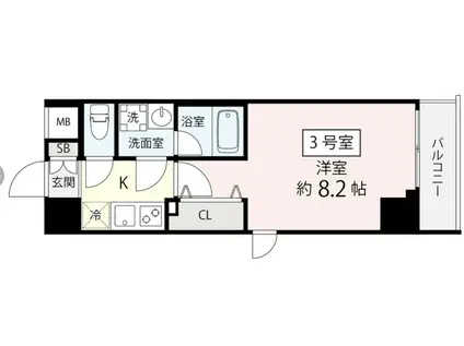 ペルル亀戸(1K/11階)の間取り写真