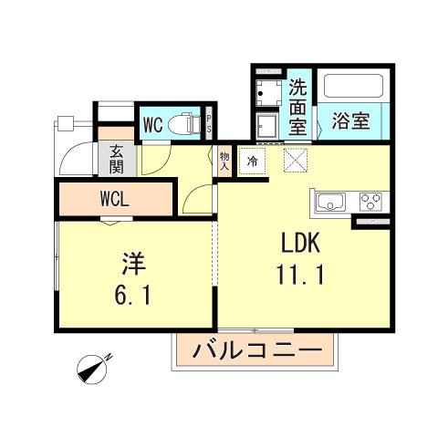 クローバー富士5号館(1LDK/1階)の間取り写真