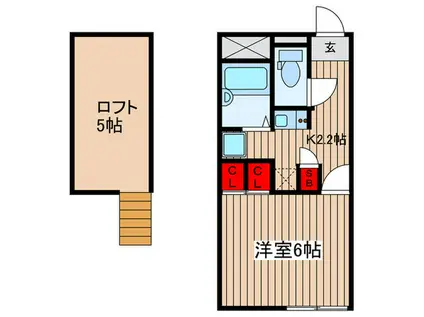 西武新宿線 武蔵関駅 徒歩17分 2階建 築19年(1K/1階)の間取り写真