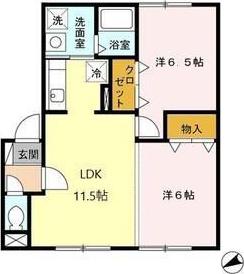メゾンボヌール C(2LDK/1階)の間取り写真