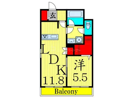 メゾンクレール谷在家(1LDK/3階)の間取り写真
