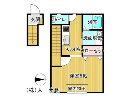 チュテレールB(1K/2階)の間取り写真