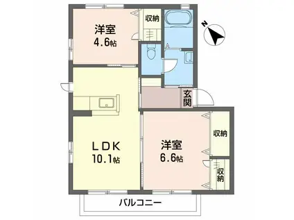 シャーメゾンソレイユ C棟(2LDK/1階)の間取り写真