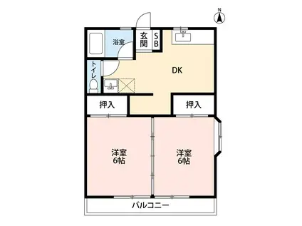 ピーチハウス(2DK/2階)の間取り写真