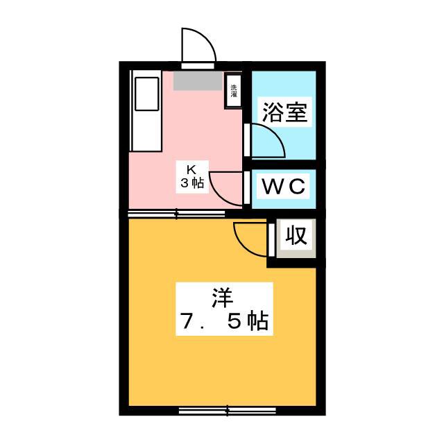 ローズガーデン(1K/1階)の間取り写真