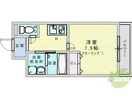 パーラム淡路(1K/2階)の間取り写真