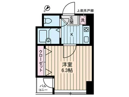 アべニール曙橋(1K/4階)の間取り写真