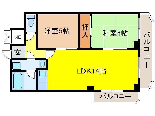レジデンスOGAWA(2LDK/4階)の間取り写真