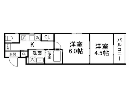 アドバンス京都リエートI(2K/4階)の間取り写真