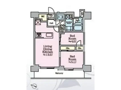 リビオメゾン西麻布(2LDK/9階)の間取り写真