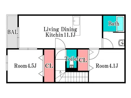 IS延友(2LDK/2階)の間取り写真