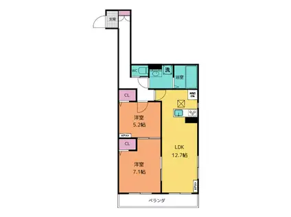 GRANDEUR(2LDK/1階)の間取り写真