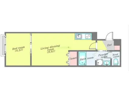 UN富沢(1LDK/2階)の間取り写真