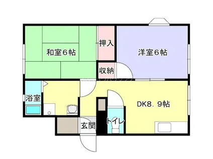 マーサウィンディアD棟(2DK/1階)の間取り写真
