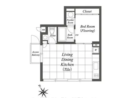 コートモデリア六本木(1LDK/2階)の間取り写真
