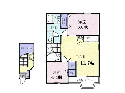 ラピスラズリ前原西(2LDK/2階)の間取り写真