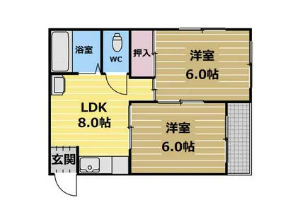 ニッコーハイツ(2LDK/3階)の間取り写真