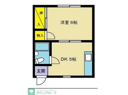 メープルコート(1DK/2階)の間取り写真