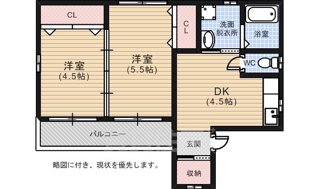 アイランドビル22(2K/1階)の間取り写真