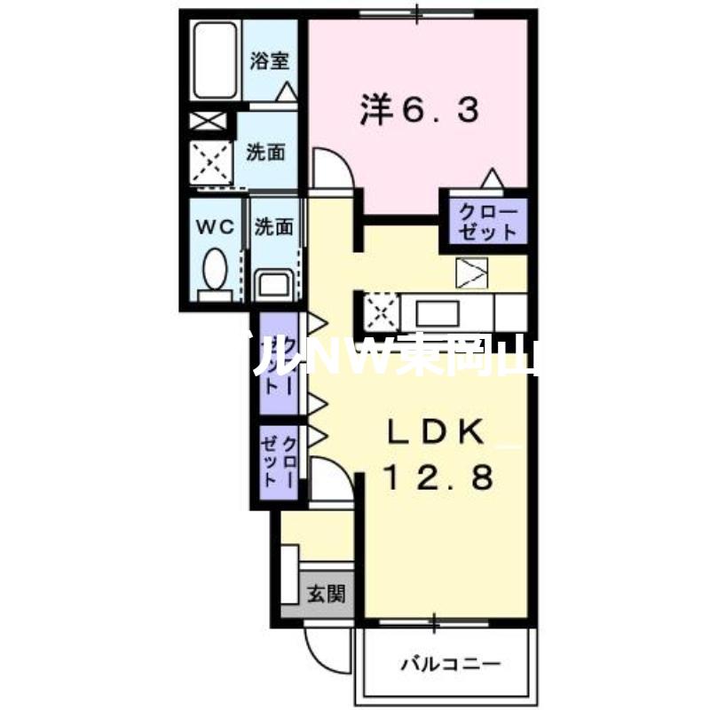 エアリーヴィラ(1LDK/1階)の間取り写真