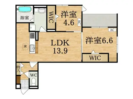 近鉄橿原線 田原本駅 徒歩13分 3階建 築1年(2LDK/1階)の間取り写真