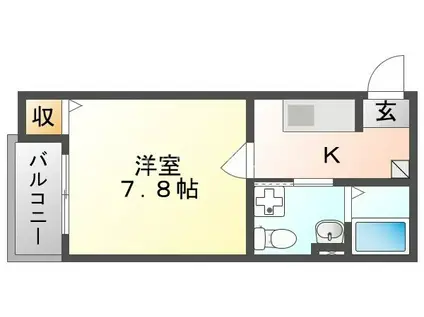 エルヴェ門真(1K/1階)の間取り写真