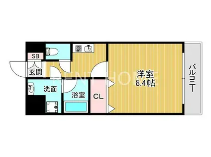 メルディアキューブやえのさと(1K/3階)の間取り写真