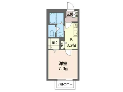 ボヌール ウィズ(1K/2階)の間取り写真