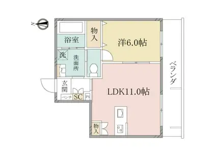 ヘーベルヴィレッジ八広(1LDK/1階)の間取り写真