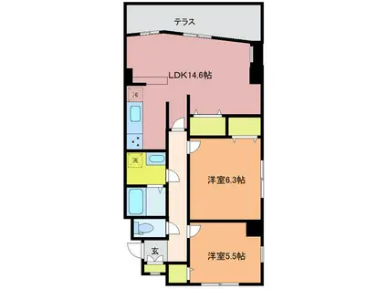 ヴィーア・ラッテアII(2LDK/1階)の間取り写真