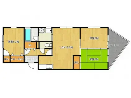 コーポ原賀(3LDK/2階)の間取り写真