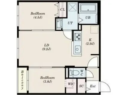 S-RESIDENCE南郷サウス(2LDK/4階)の間取り写真
