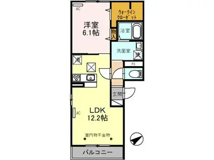 エーデルハイムIII(1LDK/1階)の間取り写真