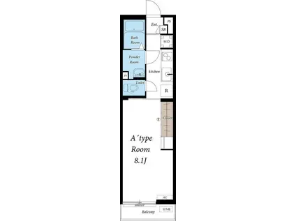 リブリ・ラ サンサリテ西船橋(1K/3階)の間取り写真