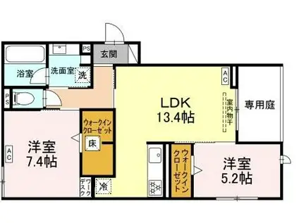 カーサ・セレナ(2LDK/1階)の間取り写真