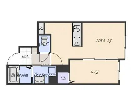 宇宿3丁目ビル(1LDK/1階)の間取り写真