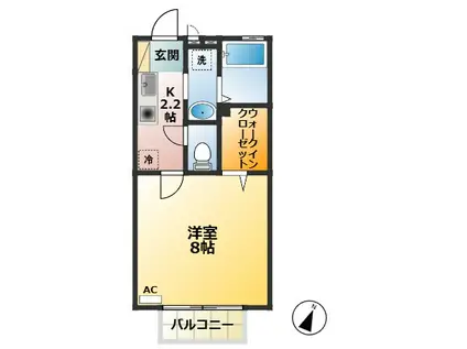 エターナル・ヒル(1K/1階)の間取り写真