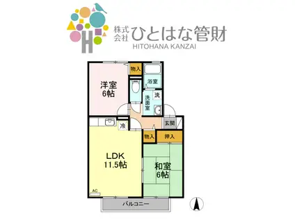 アルブルコリーヌII(2LDK/2階)の間取り写真