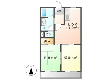フラワーハイツ(2LDK/2階)の間取り写真